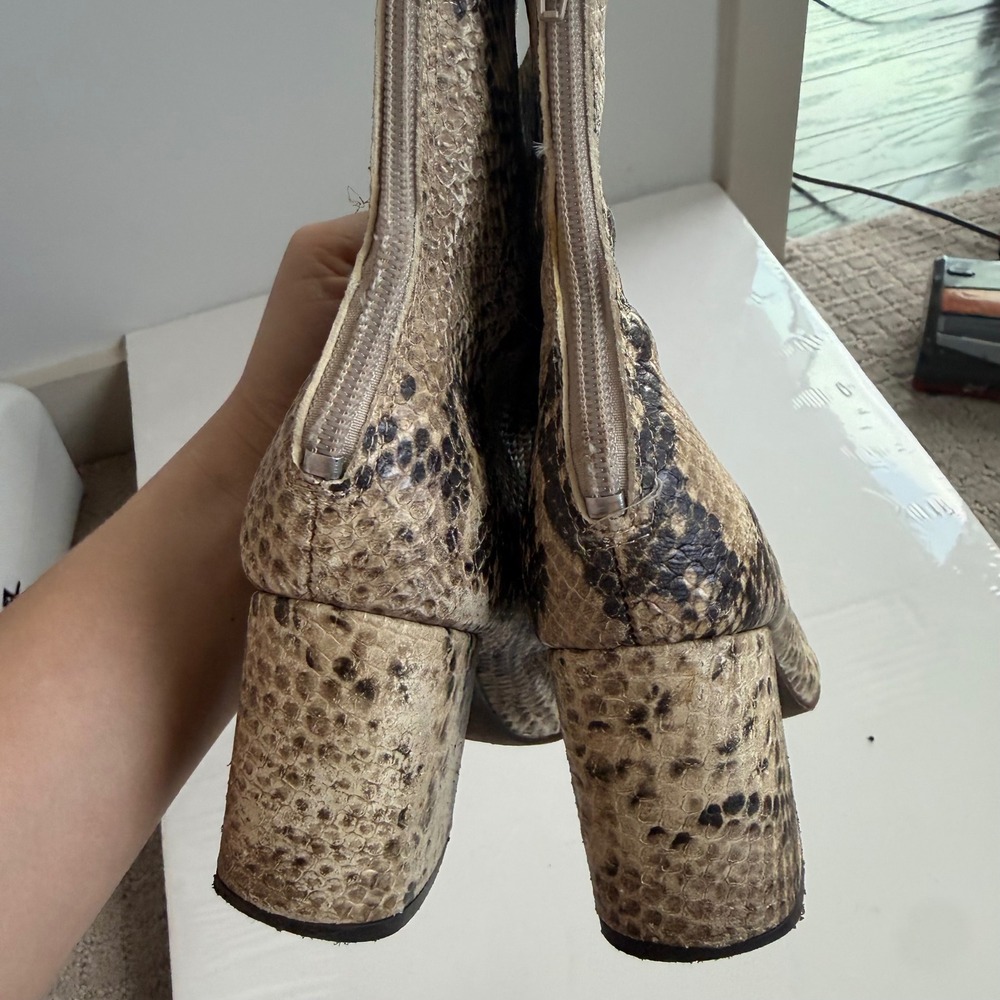 Free People Cecile Python Style Leather Ankle Boo… - image 5